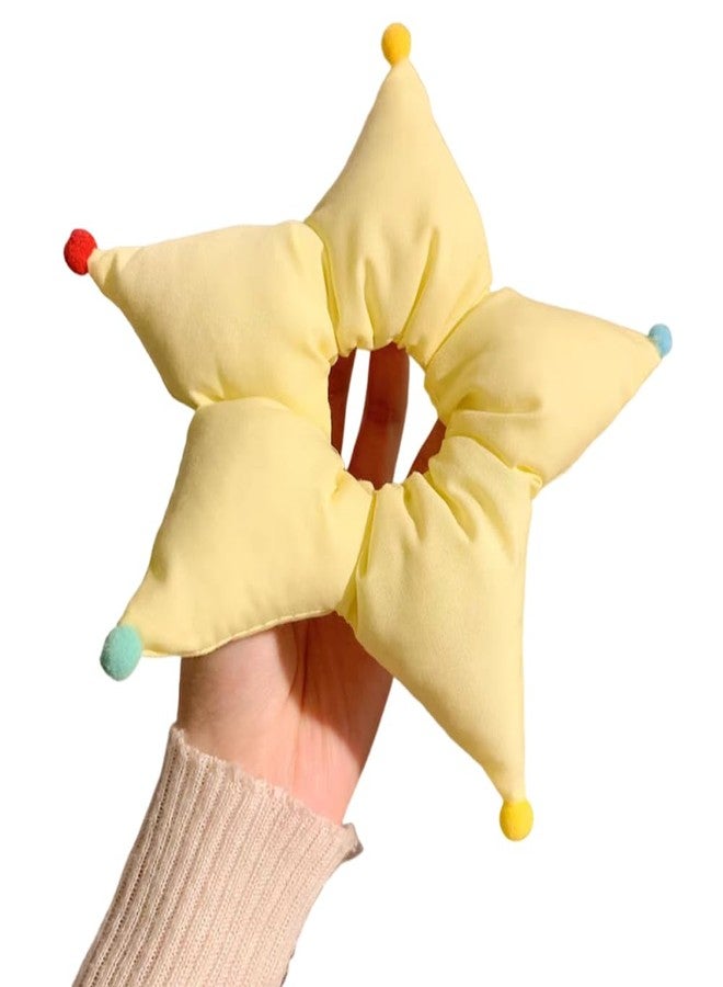 Ouliget Large Satin Scrunchies,Cute Oversized Flower Hair Bands for Girls Women,Creative Hair Ties Ponytail Decorative Headwear for Christmas Party Decoration (Star yellow) - Image 1